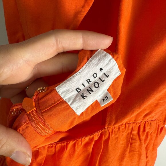 Bird & Knoll Dress Emmaline Silk Cotton Blend Cross Back Tiered Maxi Candy Apple - Picture 8 of 10